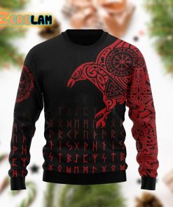 Vikings The Raven Of Odin Tattoo Christmas Funny Red Ugly Sweater