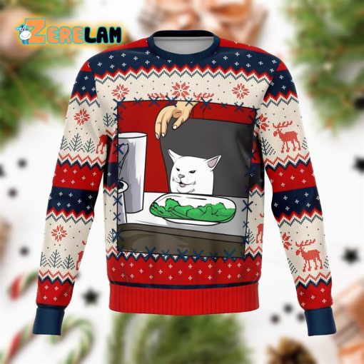 Woman Yelling At Smudge The Cat Meme V1 Christmas Ugly Sweater
