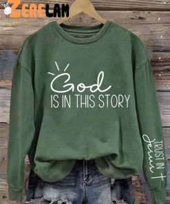 Womens Casual God Is In This Story Printed Long Sleeve Sweatshirt 2