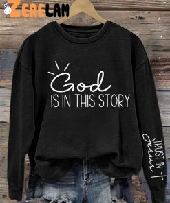 Womens Casual God Is In This Story Printed Long Sleeve Sweatshirt 3