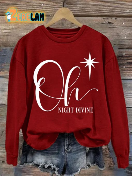 Women’s Christmas Oh Night Divine Casual Long Sleeve Sweatshirt