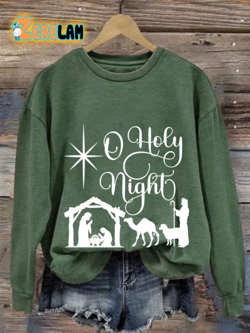 Women’s O Holy Night Print Casual Sweatshirt