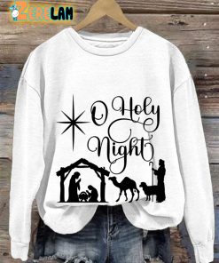 Womens O Holy Night Print Casual Sweatshirt 2