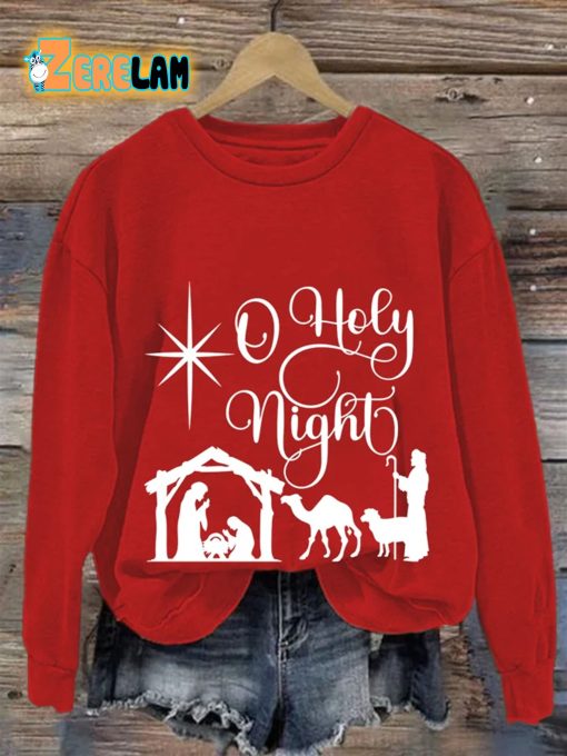 Women’s O Holy Night Print Casual Sweatshirt