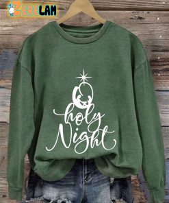Womens Oh Holy Night Print Casual Sweatshirt 2