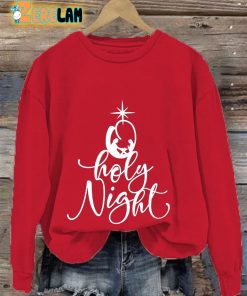 Womens Oh Holy Night Print Casual Sweatshirt 3