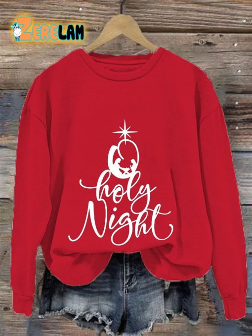 Women’s Oh Holy Night Print Casual Sweatshirt