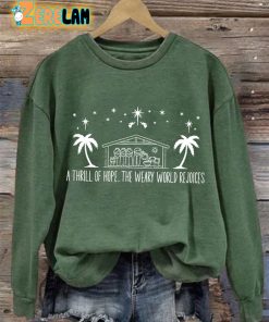 Womens Retro A Thrill Of Hope The Weary World Rejoices Casual Sweatshirt 2