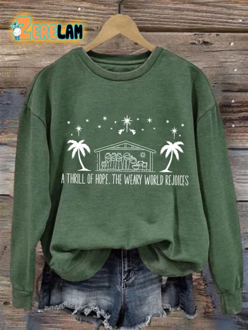 Women’s Retro A Thrill Of Hope The Weary World Rejoices Casual Sweatshirt