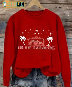 Womens Retro A Thrill Of Hope The Weary World Rejoices Casual Sweatshirt 3
