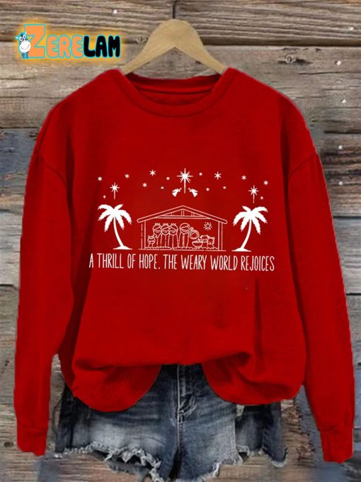 Women’s Retro A Thrill Of Hope The Weary World Rejoices Casual Sweatshirt