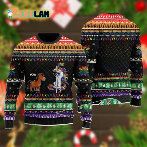 You Me Horse And Unicorn Christmas Ugly Sweater