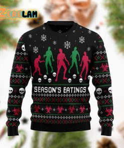 Zoombie Season Eatings Christmas Blue Ugly Sweater