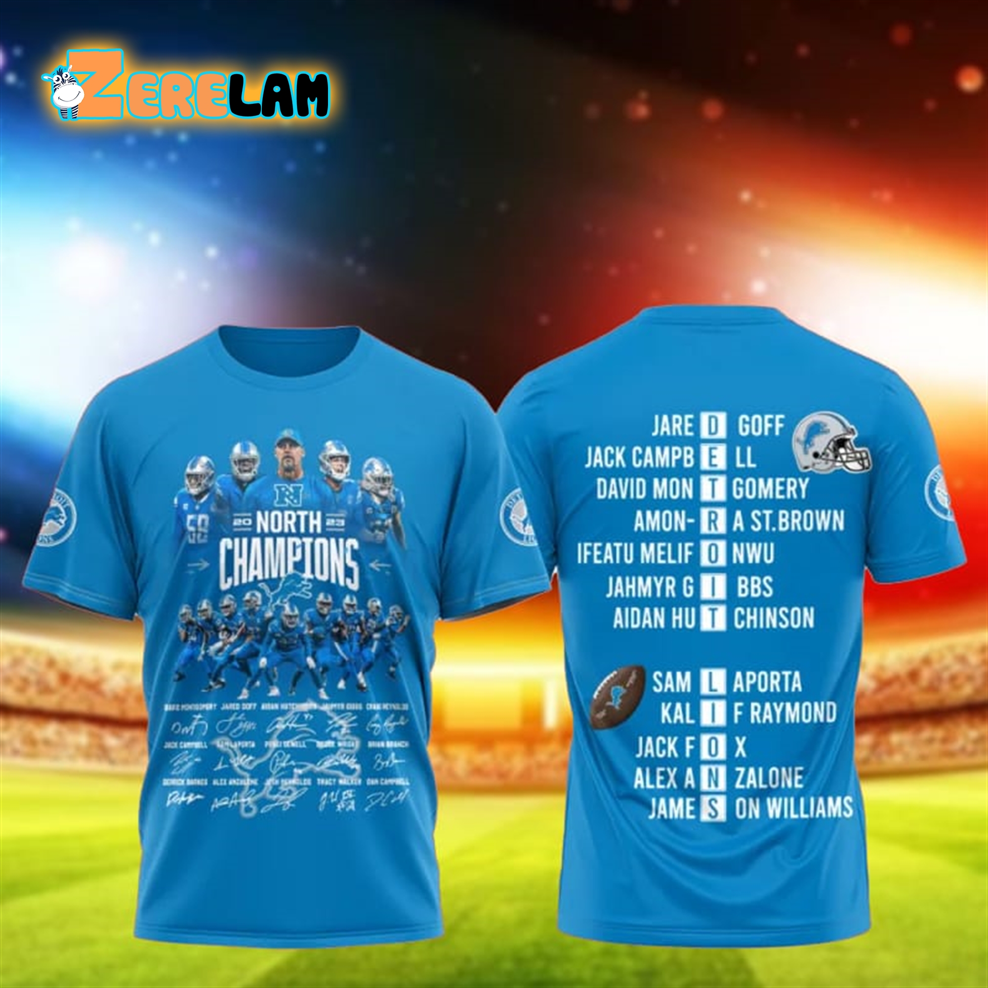 2023 NFC North Division Champions Lions 3D Shirt - Zerelam