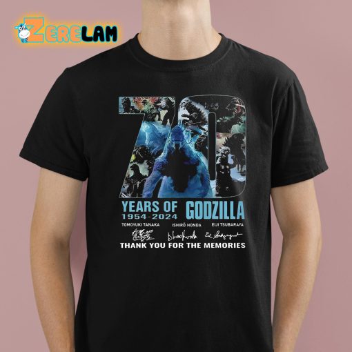 70 Years Of 1954-2024 Godzilla Thank You For The Memories Shirt