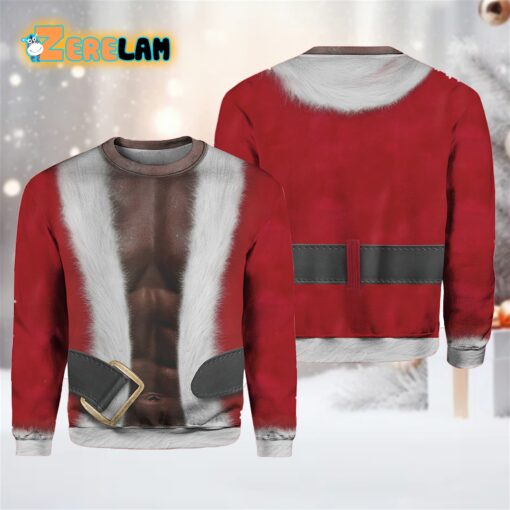 African Black Santa With Muscle Christmas Sweater