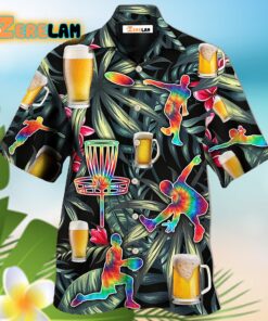 Beer And Disc Golf Tropical Flower Tie Dye Hawaiian Shirt