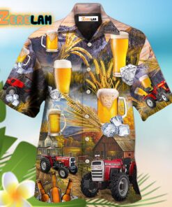 Beer And Tractor Autumn Farm Life Hawaiian Shirt