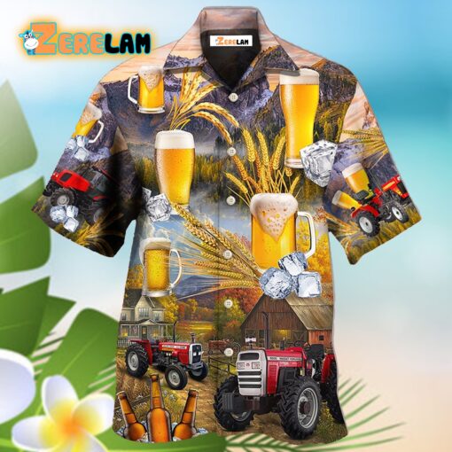 Beer And Tractor Autumn Farm Life Hawaiian Shirt