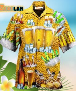 Beer Is BrewTiful Yellow Pattern Hawaiian Shirt