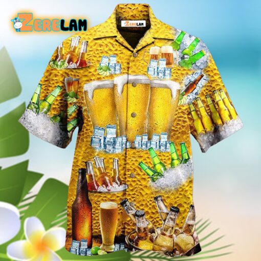 Beer Is BrewTiful Yellow Pattern Hawaiian Shirt