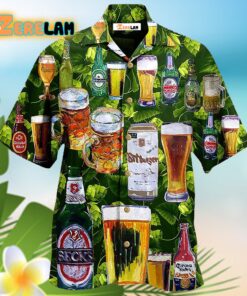 Beer Love It Green Pattern Hawaiian Shirt