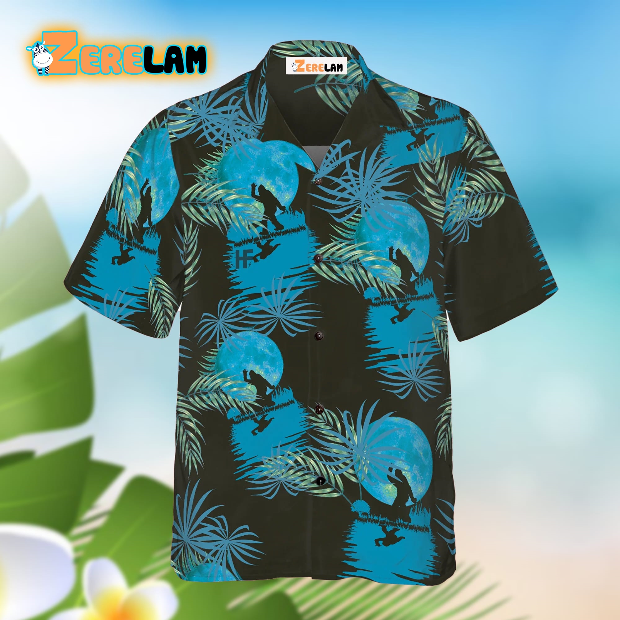 Bigfoot Tropical Blue Moon Hawaiian Shirt - Zerelam