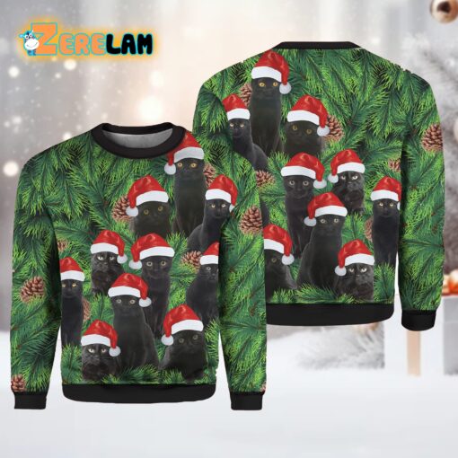 Black Cat Christmas Tree Ugly Christmas Sweater