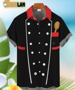 Black Chef Uniform Hawaiian Shirt