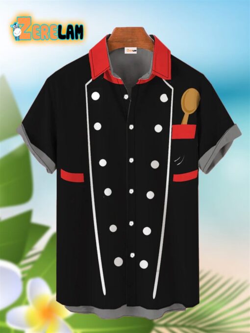 Black Chef Uniform Hawaiian Shirt