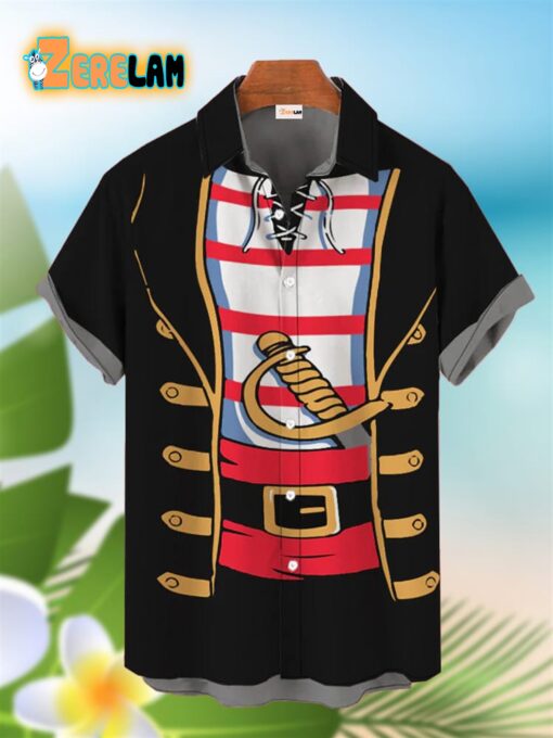 Black Pirate Skipper Costume Hawaiian Shirt