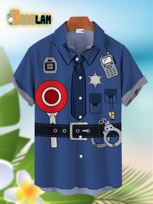 Blue Sheriff Uniform Costume Hawaiian Shirt