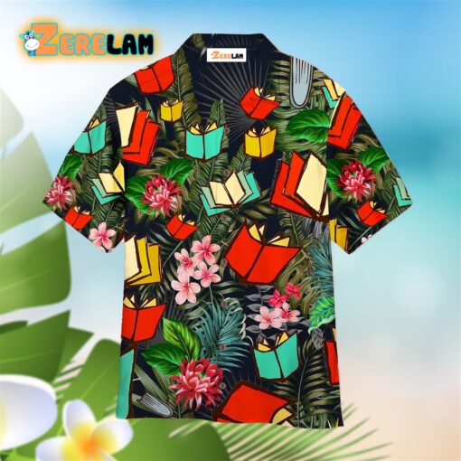 Book Tropical Flowes Black Hawaiian Shirt