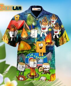 Camping Chocolate Marshmallow Fire Hawaiian Shirt