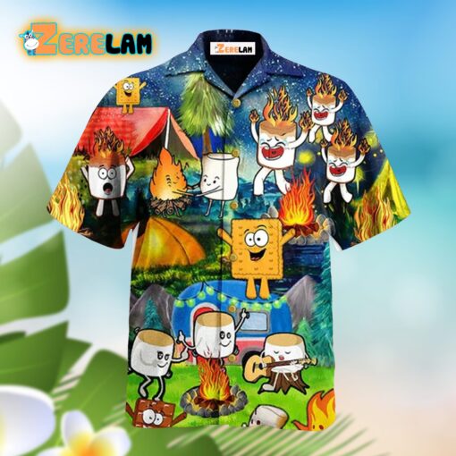 Camping Chocolate Marshmallow Fire Hawaiian Shirt