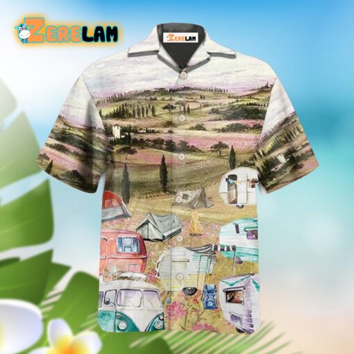 Camping Immense Meadow Art Hawaiian Shirt