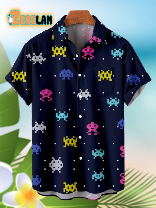 Cartoon Alien And UFO Hawaiian Shirt