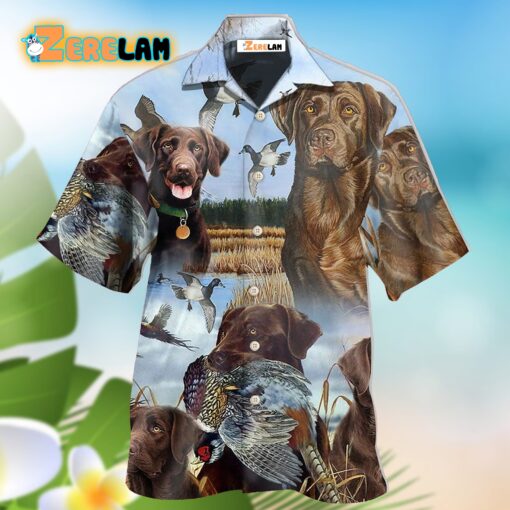Chocolate Labrador Retriever Hunting Blue Sky Hawaiian Shirt