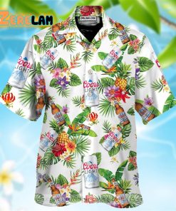 Coors Light Beer Tropical Flower Hawaiian Shirt And Beach Shorts