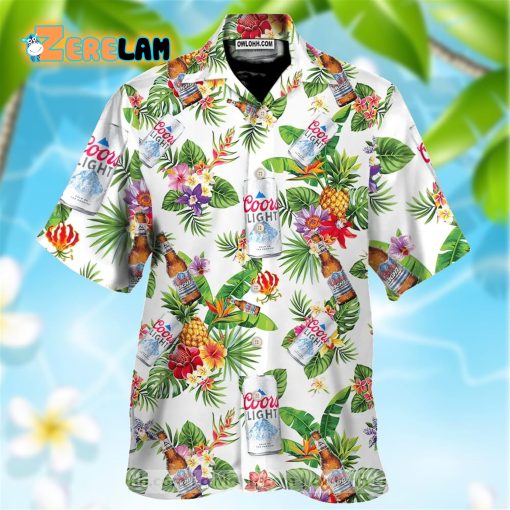 Coors Light Beer Tropical Flower Hawaiian Shirt And Beach Shorts