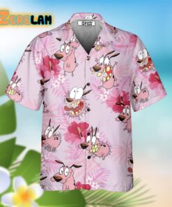 Courage The Cowardly Dog Floral Tropical Hawaiian Shirt