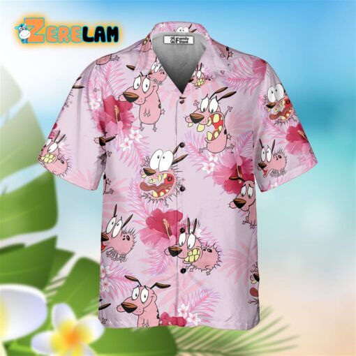 Courage The Cowardly Dog Floral Tropical Hawaiian Shirt