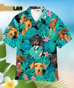 Dachshund Dogs Hisbiscus Tropical Hawaiian Shirt