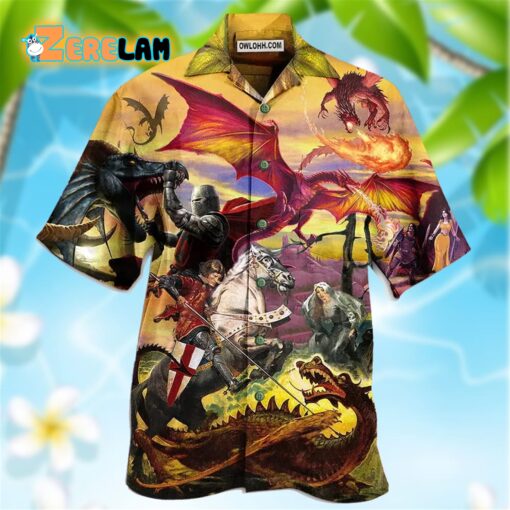 Dragon Fighting The Knights Hawaiian Shirt