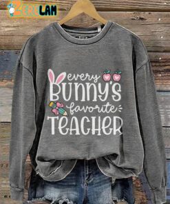 Every Bunnys Favorite Teacher Casual Print Sweatshirt 1