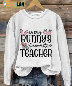 Every Bunnys Favorite Teacher Casual Print Sweatshirt 2