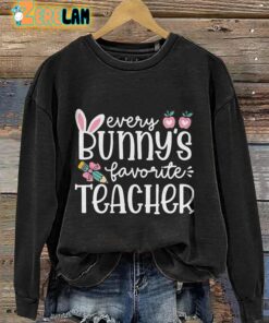 Every Bunnys Favorite Teacher Casual Print Sweatshirt 3