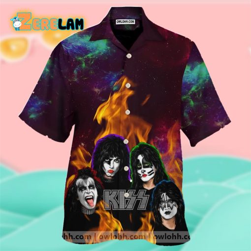 Fall In Love With Kiss Band Unisex Short Sleeve Hawaiian Shirt