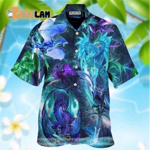 Fantasy Blue Dragon Hawaiian Shirt