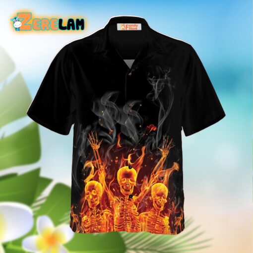 Fire Skeletons Night Party Hawaiian Shirt